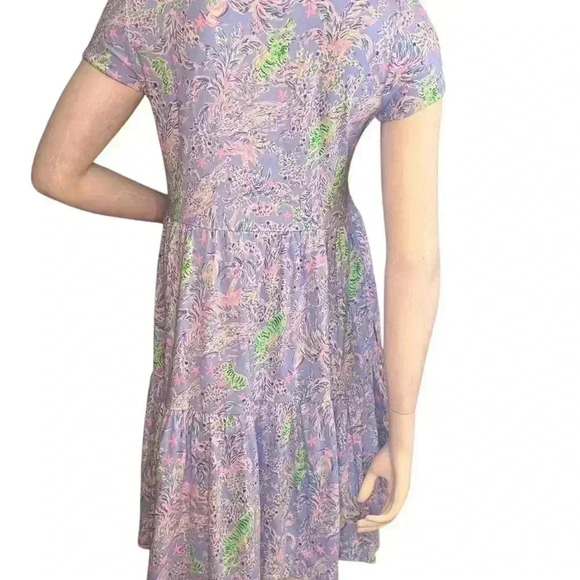 Lily Pulitzer Geanna Short Sleeve Dress Blue Peri The Turtle. - Picture 7 of 10